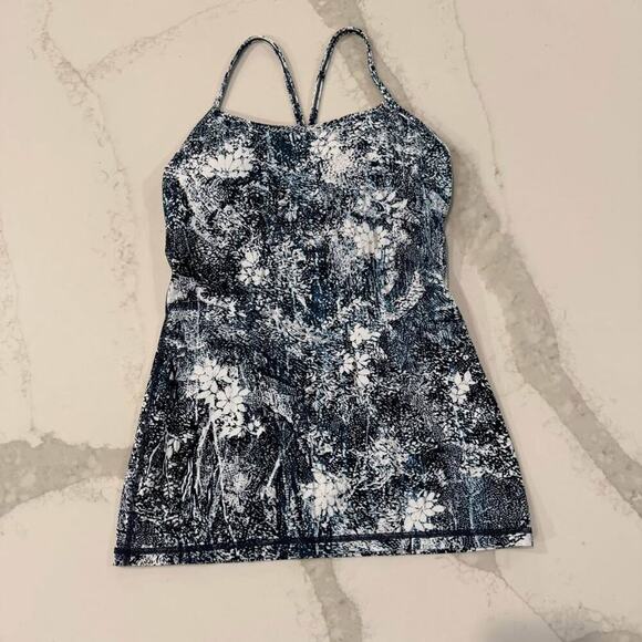 lululemon athletica Tops - Lululemon Power Y Padded Tank Top Women's 6 Luon Wildwood Floral Blue Shelf Bra